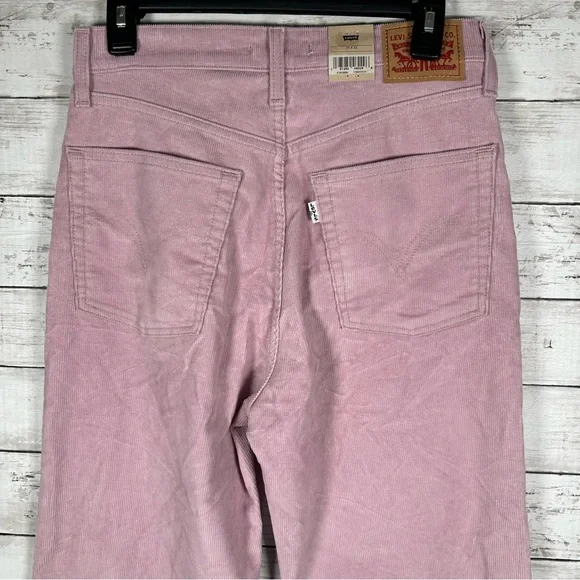 Levi's Ribcage Pink Bellbottom Flare Boot Wide Leg Corduroy Pants 29x32 NWT $80 - Picture 5 of 8